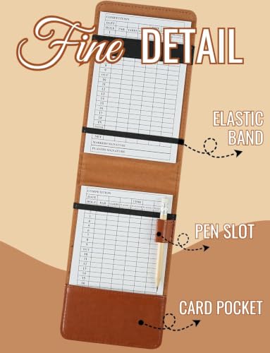 Personalized Golf Scorecard Holder with Pencil & Scorecards - Brown