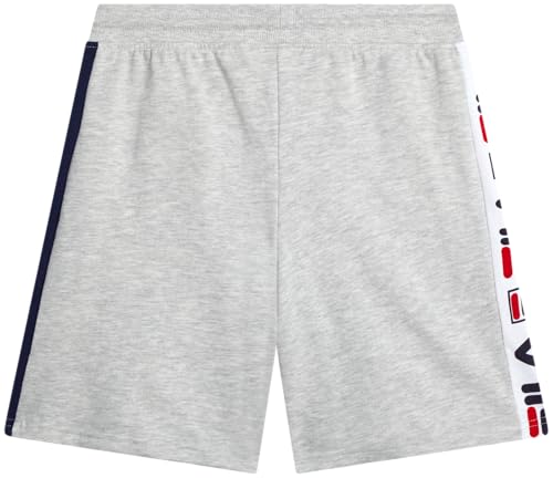 Boys Athletic Shorts - Mesh Fleece Basketball Shorts with Drawstring & Pockets - Heather Grey Side Panel / Size 10-12