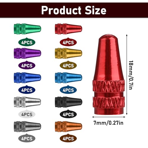 40 Pcs Colorful Presta Valve Stem Caps - Aluminum Bike Tire Caps