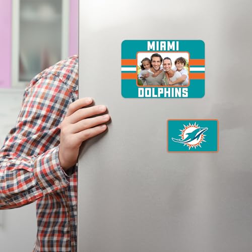 NFL Football Stripes Magnetic Picture Frame & Magnet Set - Miami Dolphins