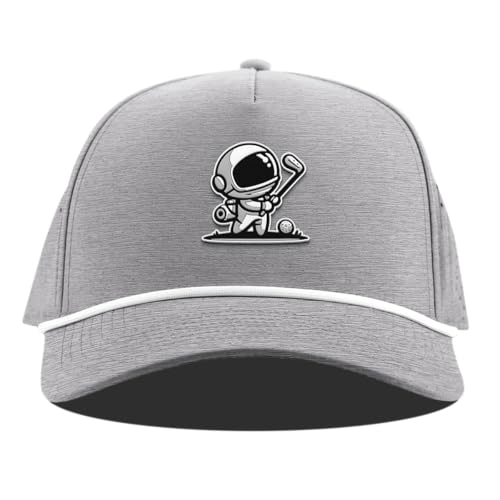 Branded Bills Moon Shot Golf Hat for Men - 5 Panel Curved Rope Cap, Heather Gray