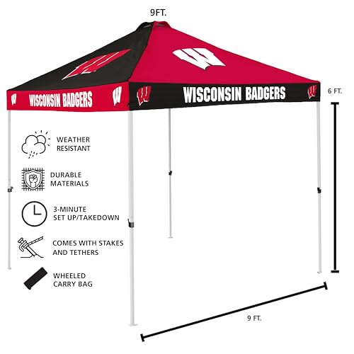 Wisconsin Badgers Canopy Tent - 9' x 9' Waterproof