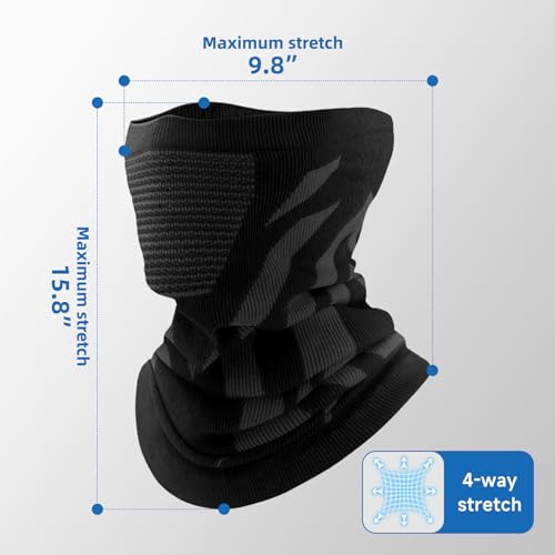 Windproof Thermal Neck Gaiter with Face Cover - Black/Grey