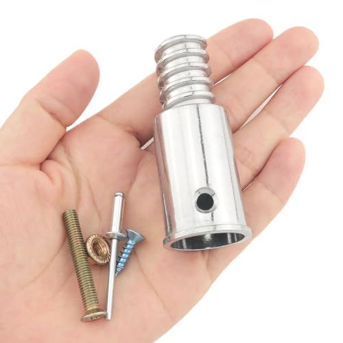 2PCS 22mm/0.87inch Threaded Tips Replacement Metal Threaded Handle Tips Push Broom Handle Threaded End with Screws for Extension Poles Repairing Wood or Metal Poles