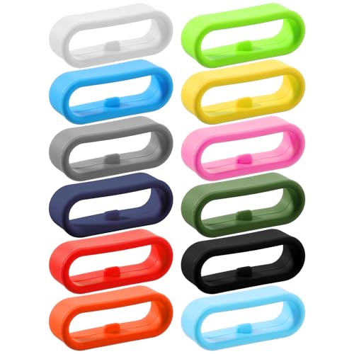 Silicone Watch Band Fastener Rings - 12 Pack Multicolor Loop Keeper, Medium