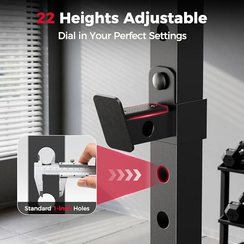 Adjustable Squat Rack with Pull-Up Bar - Black & Red