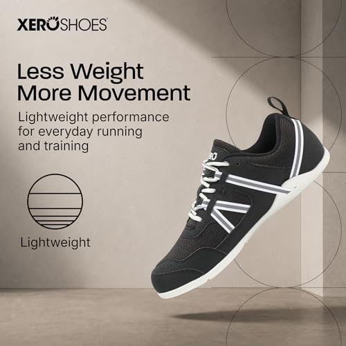Men's Barefoot Athletic Sneakers - Xero Shoes Prio 9.5 Black/White