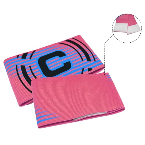 Soccer Captain Armbands - 2Pcs Adjustable Nylon - Arc Pink