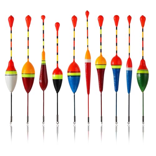 10 Pcs Fishing Floats - Oval Foam Slip Bobbers for Trout & Catfish