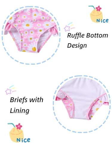 Mermaid Bikini Set for Little Girls - Ruffle 2 Piece Swimsuit, Daisy Floral - 6-7 Years