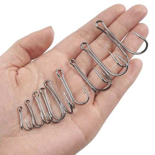 Double Fishing Hooks - 35pcs 3X Strong Sharp Open Shank #4