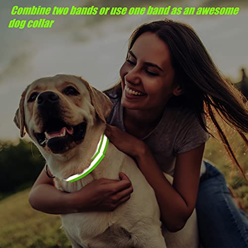16-Piece Reflective Bands Set - High Visibility Safety Gear - Green & Pink