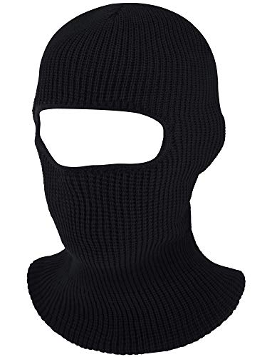 Full Face Ski Mask - Windproof Knitted Balaclava for Men & Women - X-Large Black