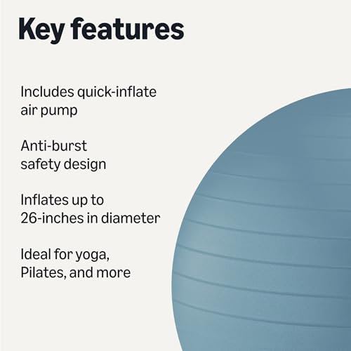 Anti-Burst Exercise Ball with Pump - Aqua, 23-26 Inch Diameter