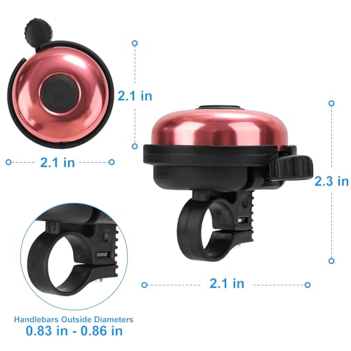 Aluminum Bicycle Bell - Crisp Sound Warning - Light Pink, Right Hand Use