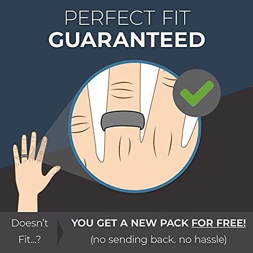 Silicone Wedding Rings for Men - Pack A: Stone Grey, Graphite Grey, Eclipse Blue, Pure White, Charcoal Black