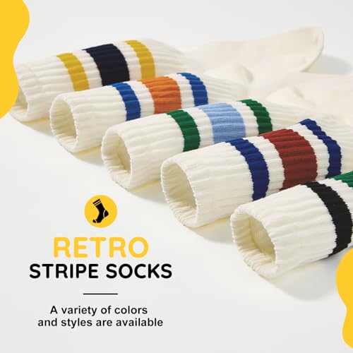Vintage Striped Crew Socks - One Size Purple Blue