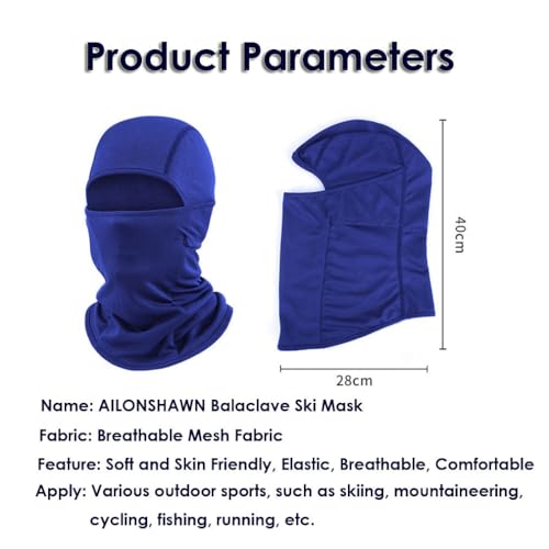 Ski Mask Balaclava - Motorcycle Face Mask with UV Protection - Black & Royal Blue