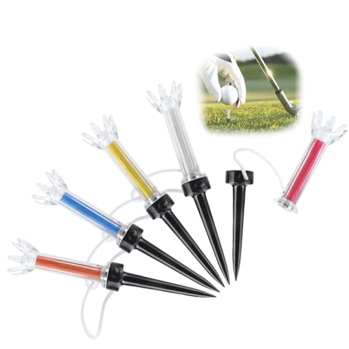 Magnetic Golf Tees 5 Pack - 90mm Flexible Polymer Training Tees with 360° Rotating Base