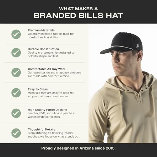 Branded Bills Moon Shot Golf Hat for Men - 5 Panel Curved Rope Cap, Heather Gray