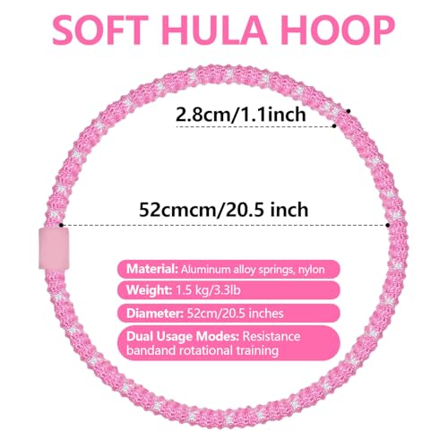 3 lb Soft Spring Hula Hoop - Weighted Fitness Hoop - Pink