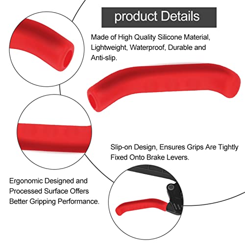 Bicycle Brake Lever Grip Protector - Red Silicone Cover, Anti-Slip