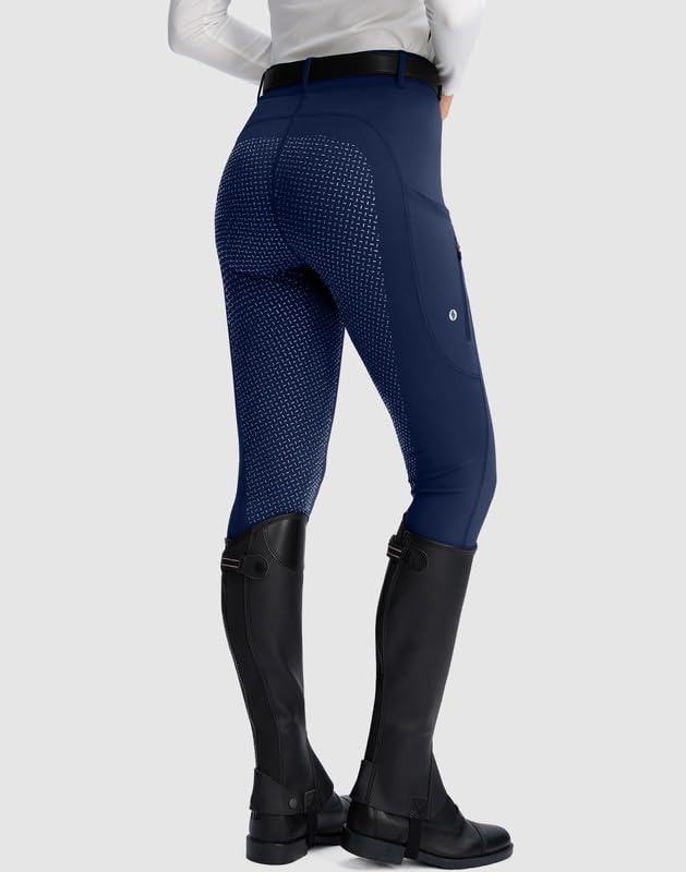 Full-Seat Silicone Riding Pants for Women - Navy, Medium