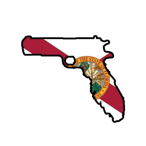 Florida State Gun Shape Vinyl Sticker - 5" Durable Adhesive