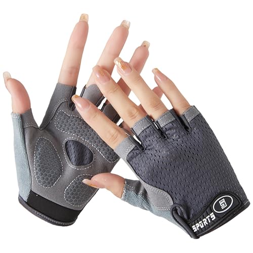 Kids Fingerless Sports Gloves for Cycling & Fishing - Grey - 7-15 Years