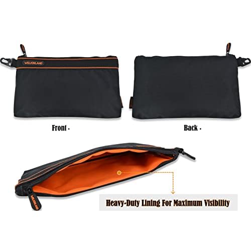 WELKINLAND 4-Packs Small tool pouch, Heavy-Duty Tool pouches, Electrician tools pouch bag, Tools pouches w/clip, Small Zippered tool bag