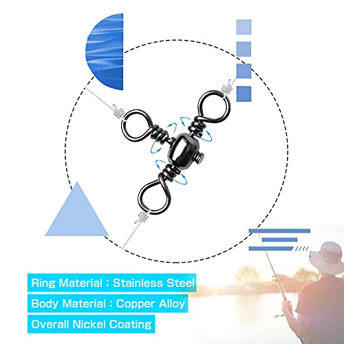 3-Way Swivel Fishing Connector - Stainless Steel Size 10 (35lb) - 25 pcs