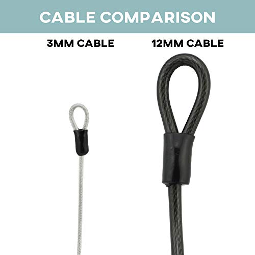 Braided Steel Security Cable - 3mm Double Loop, 7ft Length
