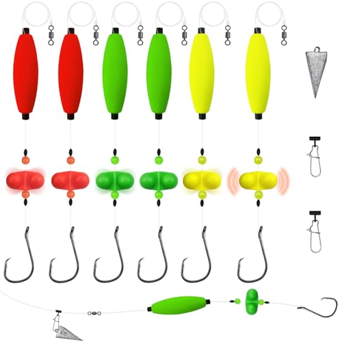 Narcissus Catfish Rigs Set 6/0 Hook, 2 oz Pyramid Sinkers, Float & Rattle