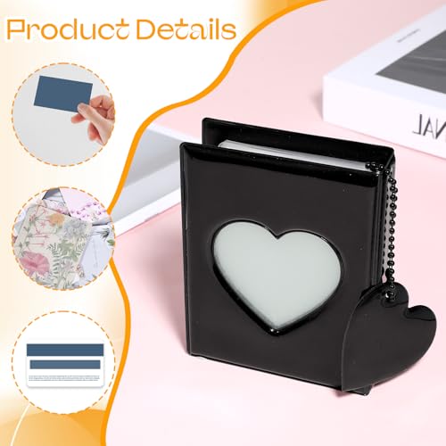 Mini Photo Card Binder - 3 Inch Black Album with 32 Pockets