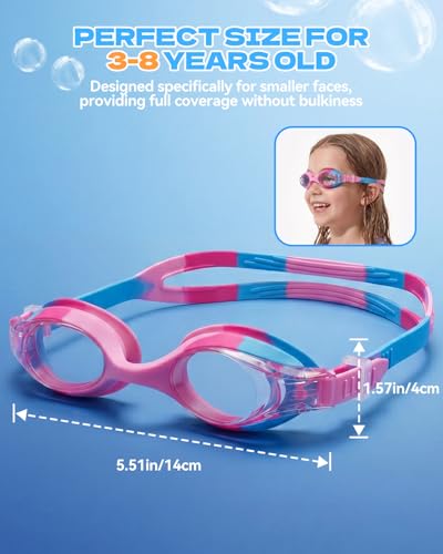 Aegend Kids Swimming Goggles Pink 3-8 Years Anti-UV Leak-Resistant Pack of 1