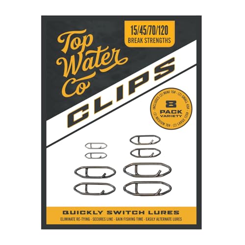 Top Water Stainless Steel Fishing Speed Clips - Sample 8 Piece Set, Multiple Sizes
