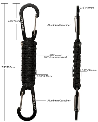 Braided Paracord Carabiner Keychain Lanyard - 2 Pack, Light Pink