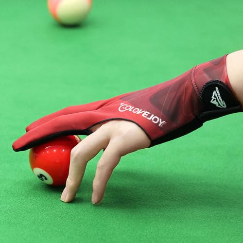 Left Hand Billiard Gloves - 3 Finger Snooker Cue Glove - Red