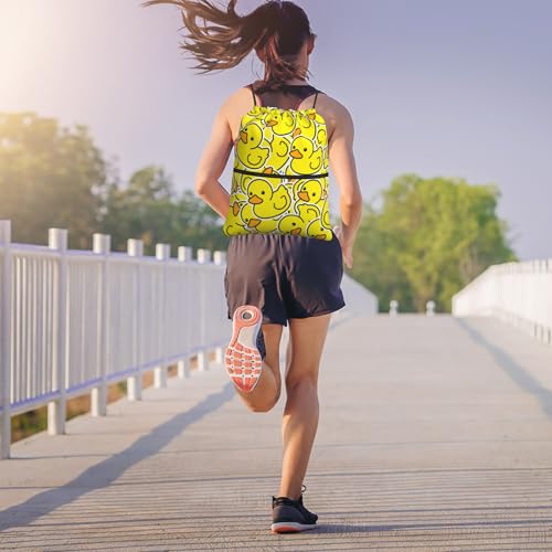 Qilerongrong Yellow Duck Waterproof Drawstring Gym Backpack for Women Men