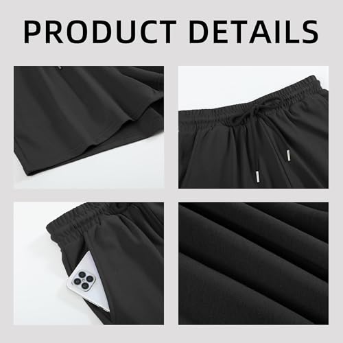 ZKIEYS Women’s Sweat Shorts Jogger with Pockets Black XL