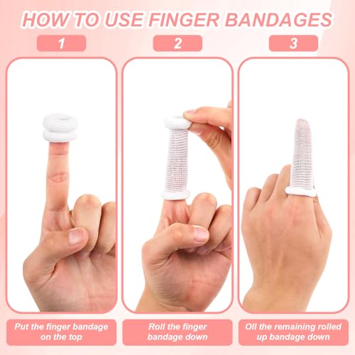 30Pcs Cotton Finger Cots - Reusable Finger Bandage Protector - White
