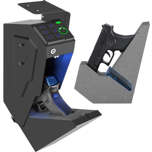 Biometric Handgun Safe - Upgraded Black, Hidden Mounting Design
