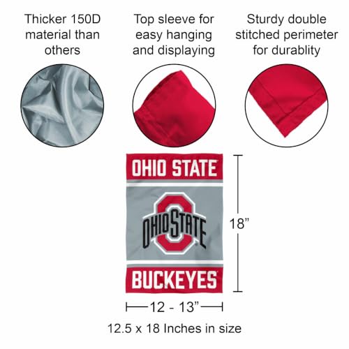 Ohio State Buckeyes Garden Flag - Double Sided 13x18 Inch