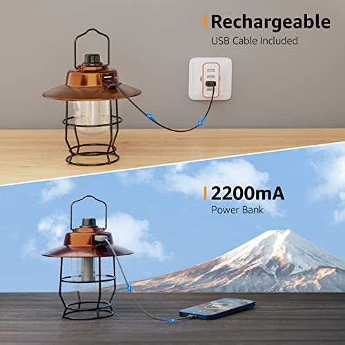 Lepro Vintage LED Camping Lantern with Power Bank, Dimmable & Water-Resistant