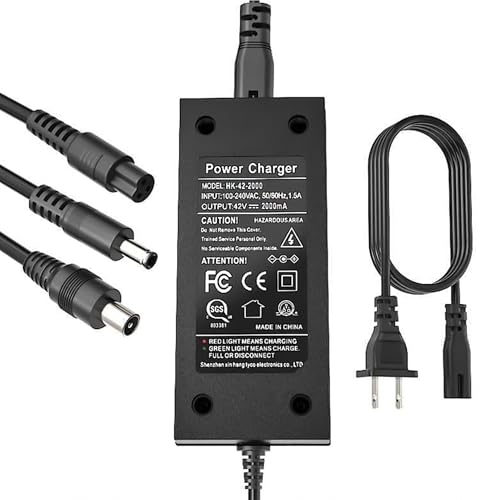 36V Lithium Battery Charger - Fast 2A with 3 Connectors