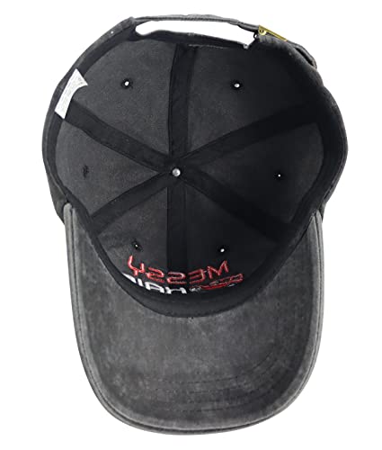 Goyklrb Messy Hair Don't Care Baseball Cap for Women & Men, Adjustable Cotton Embroidered Hat - Black, One Size