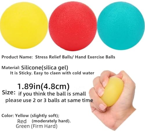 Stress Relief Balls Set - 3 Silicone Hand Therapy Balls