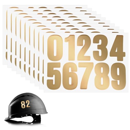 100 PCS Vinyl Sports Helmet Number Stickers, 1.5-Inch Waterproof Gold Numbers