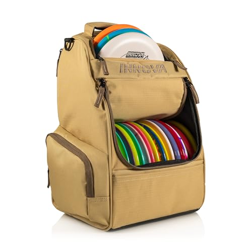 Innova Adventure Pack Disc Golf Backpack Sand Coffee Holds 25 Discs with Mini