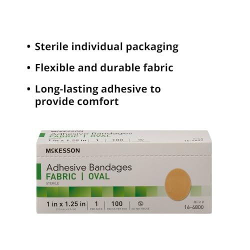 Sterile Fabric Adhesive Bandages - Tan, 1 x 1.25 in, 100 Count